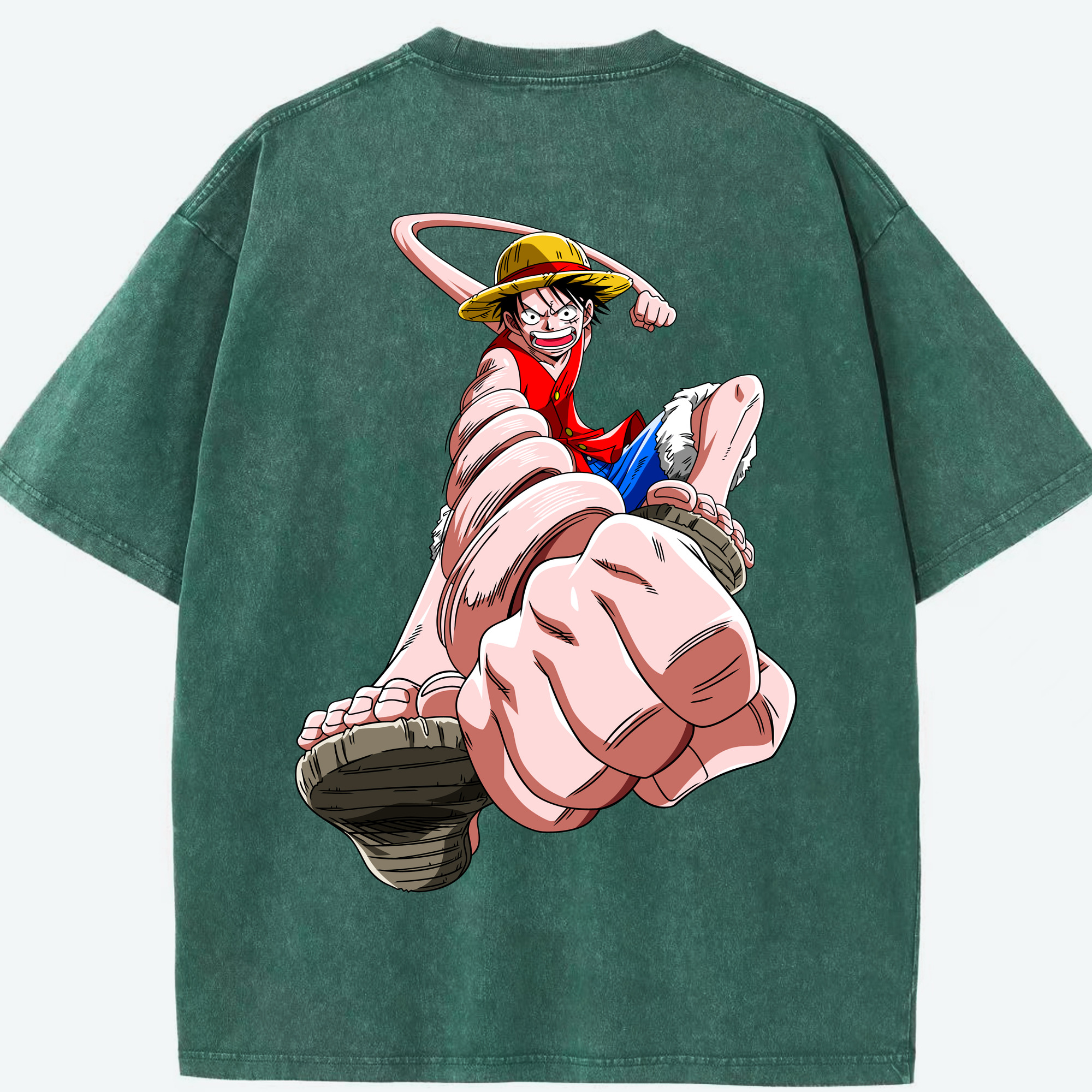 ワンピース モンキー・D・ルフィ ONE PIECE Monkey D. Luffy 綿100% ヴィンテージ風 半袖Tシャツ（背面プリント）